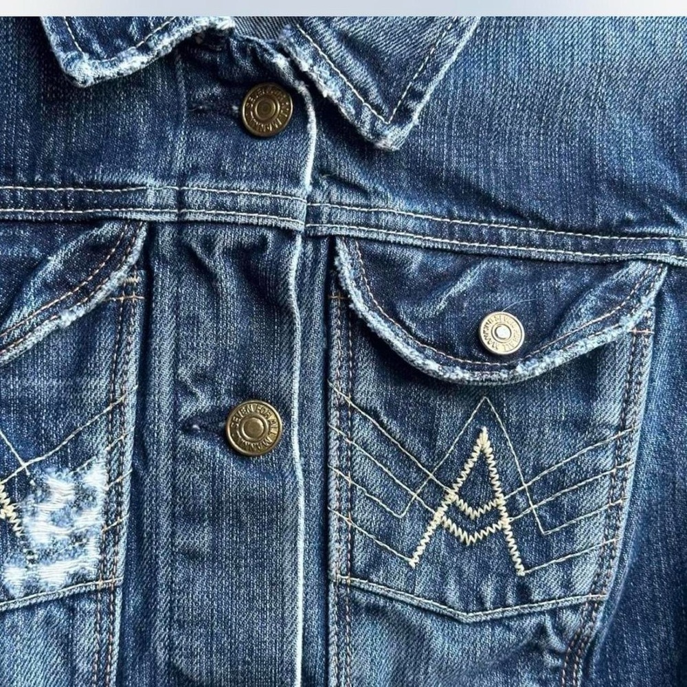 Y2K 7 Seven For All Mankind Jeans Denim A Pocket Jacket Vintage Dark Havana Wash - Picture 3 of 3